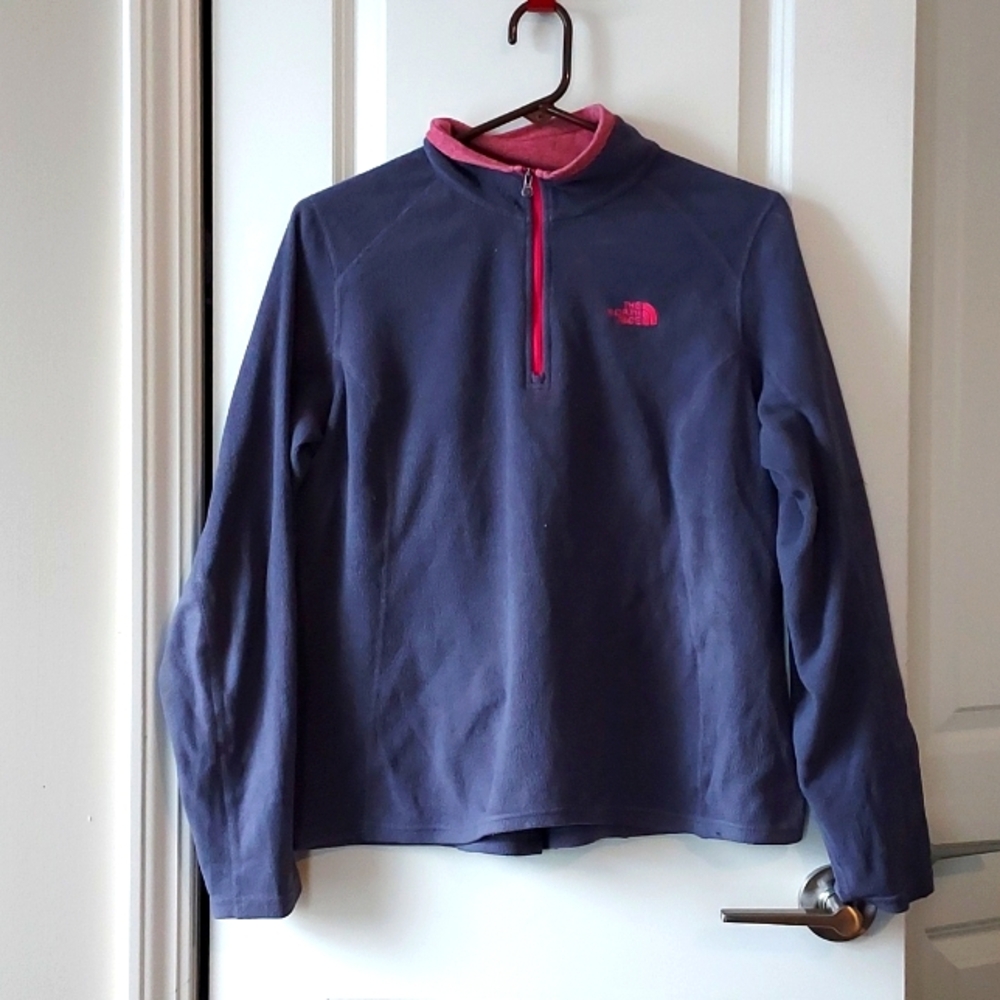 The North Face long sleeve quarter zip pullover medium grey red